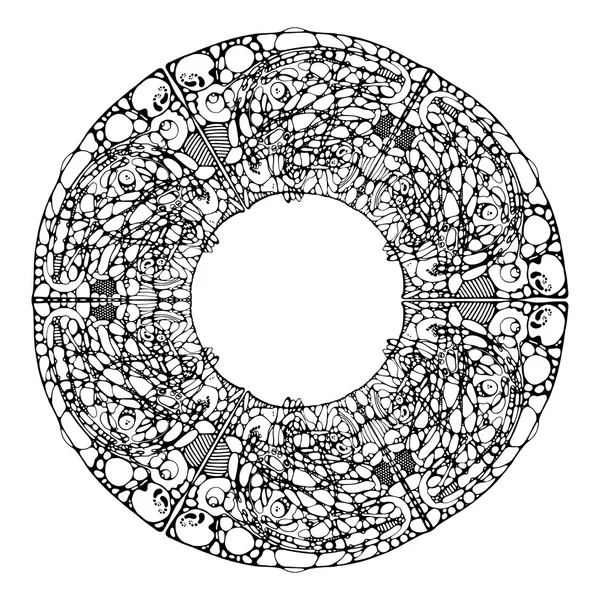 Imagen vectorial de un mandala, hecho en forma de dibujo en blanco y negro en el estilo neyrografika . — Archivo Imágenes Vectoriales