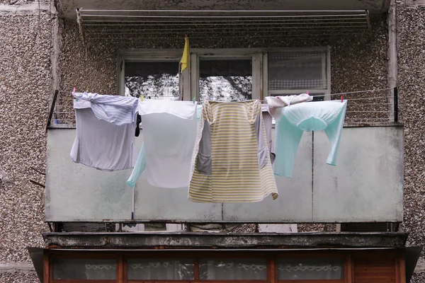 wash clothes dry in the open air. Russia, Moscow.