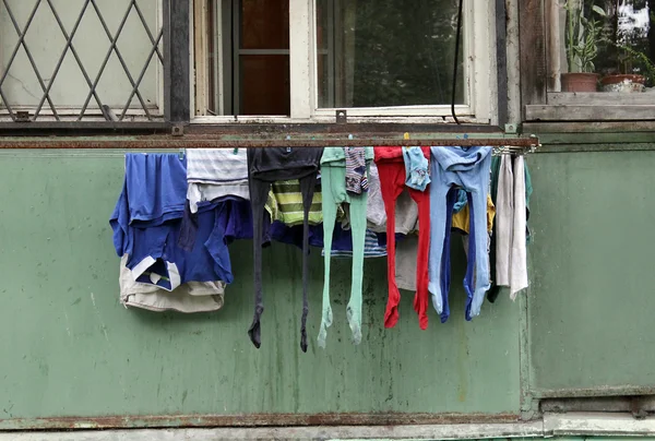 Kinderunterwäsche Trocknet Unter Freiem Himmel Russland — Stockfoto