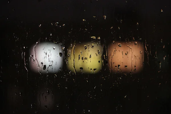 Regendruppels Glas Ramen Van Het Huis Tegenover Grote Stad Moskou — Stockfoto