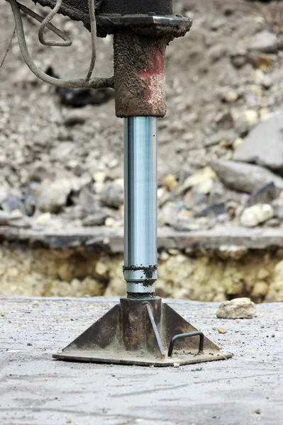 Truck Sterke Steunpoot Stabiliserende Benen Uitgebreid Werkbeen Steunpoot Van Een — Stockfoto