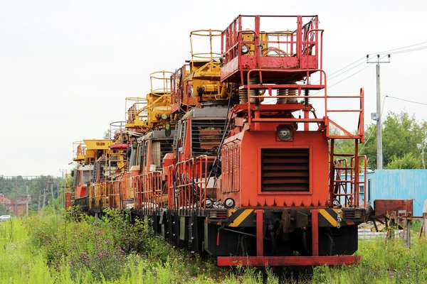 Railway Heavy Duty Machines Train Entering Station — Stock Photo, Image