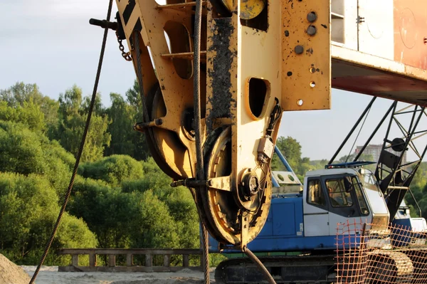 Polea Grúa Maquinaria Pesada Construcción Del Cruce Carreteras Moscú — Foto de Stock