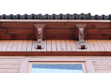 iddialı dekora trim ve klasik eski ahşap ev. üçgen desenler ve ahşap tuğla renk doku