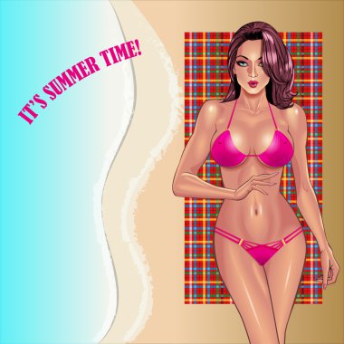  Beautifil mor bikinili genç kadın
