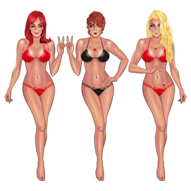  Bikinili güzel genç kadın