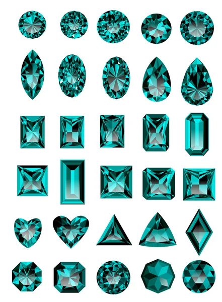 Набор реалистичных голубых аметистовых драгоценностей — стоковый вектор