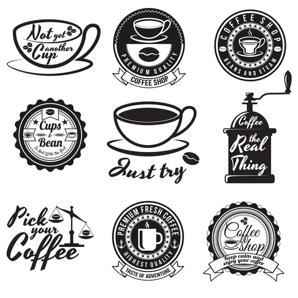 Σύνολο των εκλεκτής ποιότητας κατάστημα καφέ κονκάρδες και πινακίδες — Διανυσματικό Αρχείο