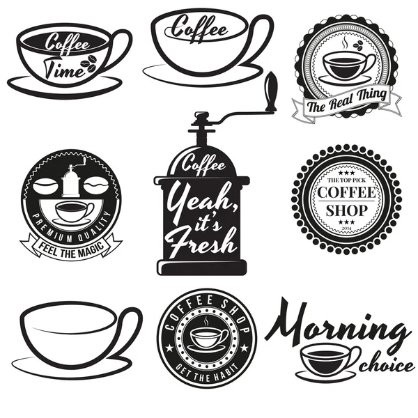 Conjunto de crachás e placas de café vintage — Vetor de Stock