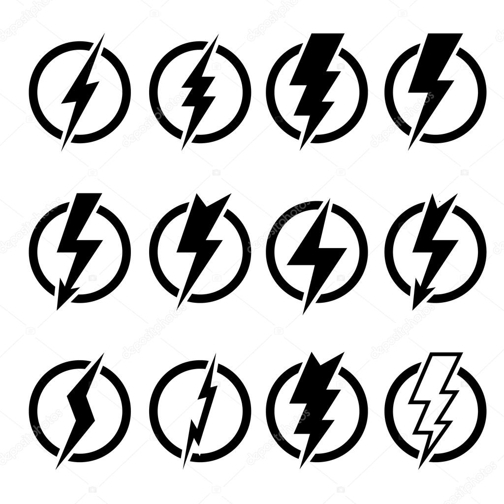 set of black lightning bolts and signs stock vector ryzhi 117138894
