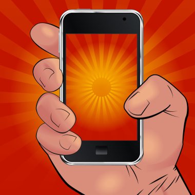 Telefon tutarak ve gündoğumu hayal el