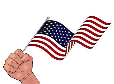 Adam el sallayarak ABD bayrağı tutarak