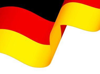 Beyaz arka plan üzerinde izole Almanya bayrağı sallayarak