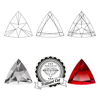 Trilliant kümesi mücevher sayısı kesilmiş