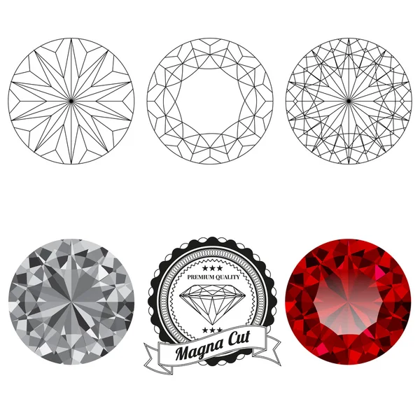 Set de vistas de joyas de corte magna — Vector de stock