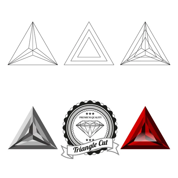 Набор треугольников с видом на драгоценности — стоковый вектор