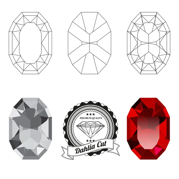Sada zobrazení drahokamů v Dahlia — Stockový vektor