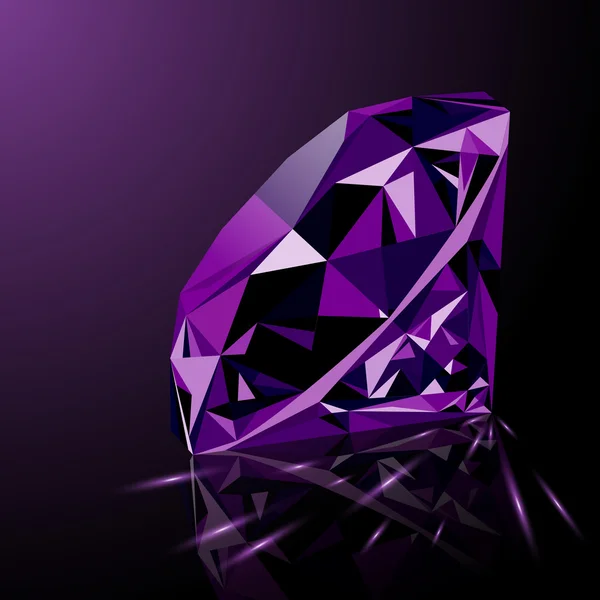 Bijou en améthyste violet brillant réaliste — Image vectorielle