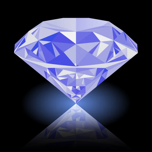 Joya de diamante azul brillante realista — Vector de stock
