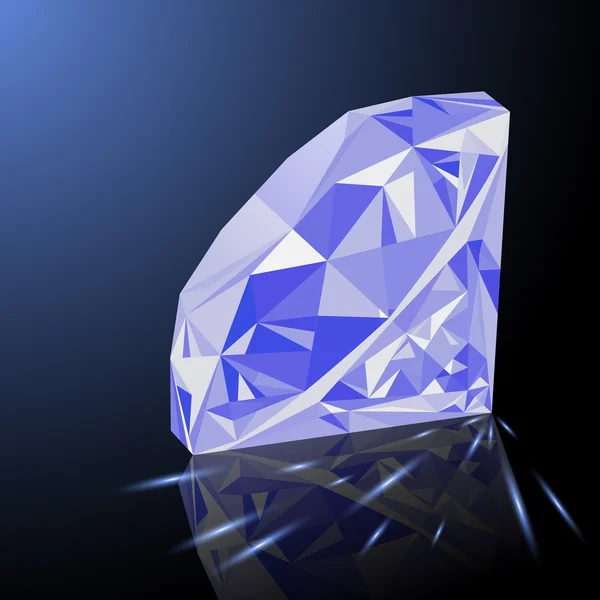 현실적인 빛나는 블루 다이아몬드 보석 — 스톡 벡터