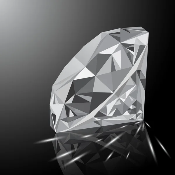 Realista brilhante jóia de diamante branco — Vetor de Stock