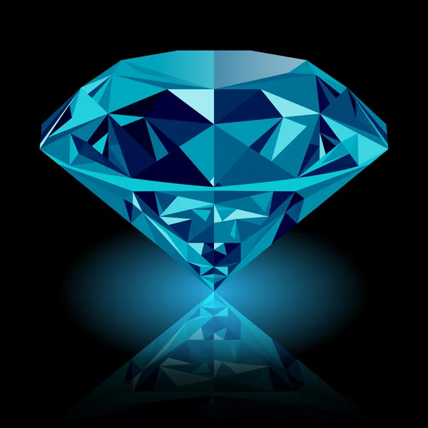 Realista brilhante jóia de diamante azul — Vetor de Stock