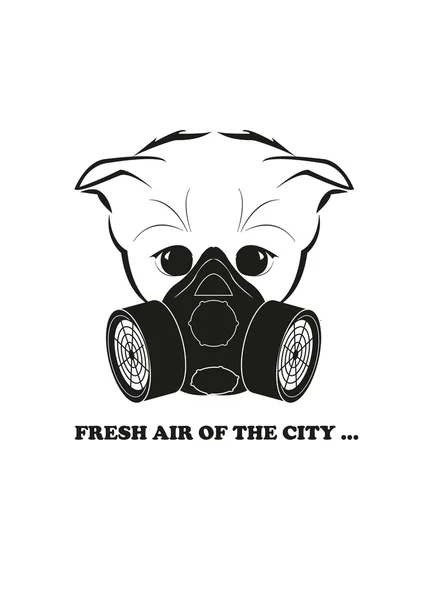 Totono and gas mask. Fresh air of the city — Stock Vector