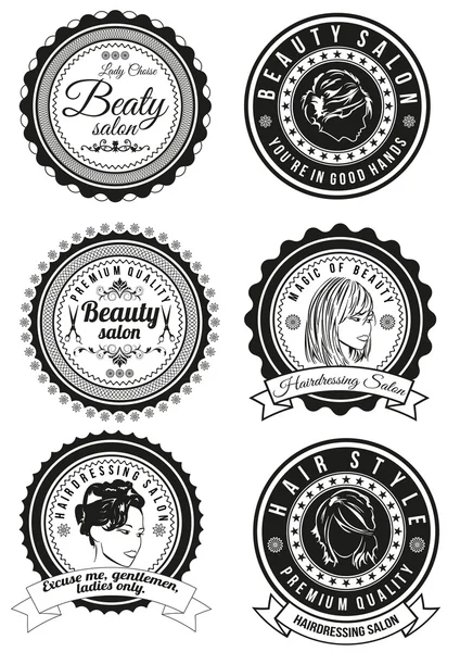 Ensemble d'insignes pour salons de beauté et de coiffure — Image vectorielle