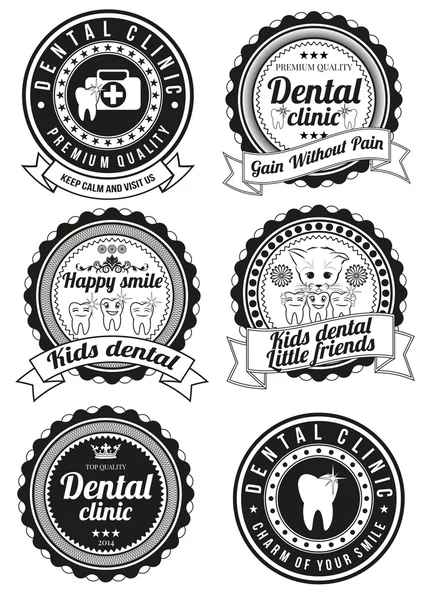 Conjunto de insignias redondas para clínica dental — Archivo Imágenes Vectoriales