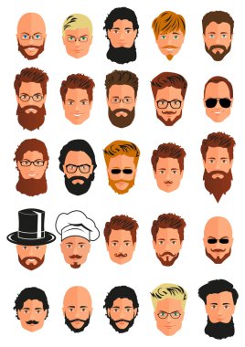 Portreler gülümseyen 25 genç erkekler kümesi