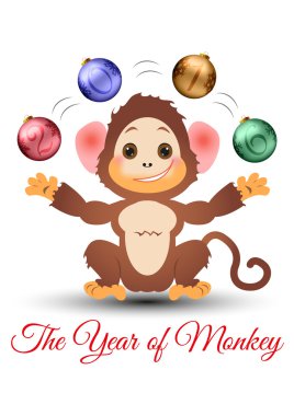 Mutlu küçük maymun baubles ile hokkabazlık