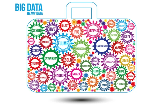Egymással a színes nagy adatok technológia fogaskerekek — Stock Vector