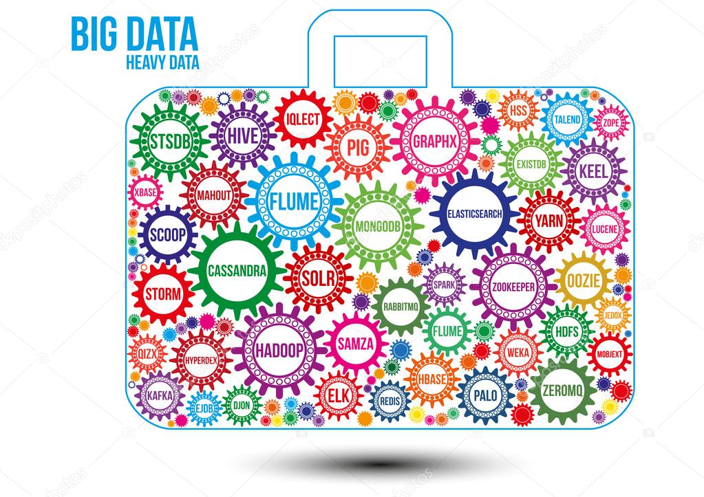 Interconnected colored big data technology gears
