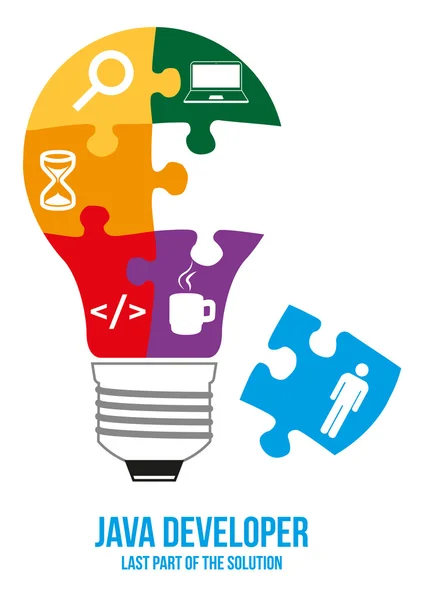 자바 개발자 검색 퍼즐 디자인 컨셉 — 스톡 벡터
