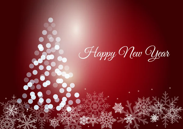 Svítící strom nový rok na červené pozadí — Stockový vektor