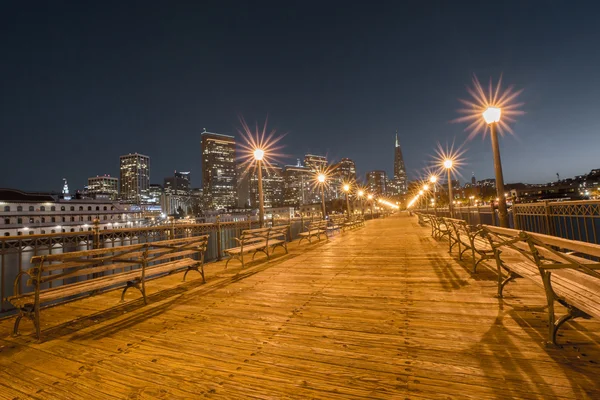 San Francisco Downtown od Pier 7, Zmierzch — Zdjęcie stockowe