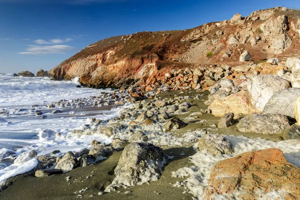 Rugged Coastline Sea Foam Rockaway Beach Pacifica Condado San Mateo — Foto de Stock