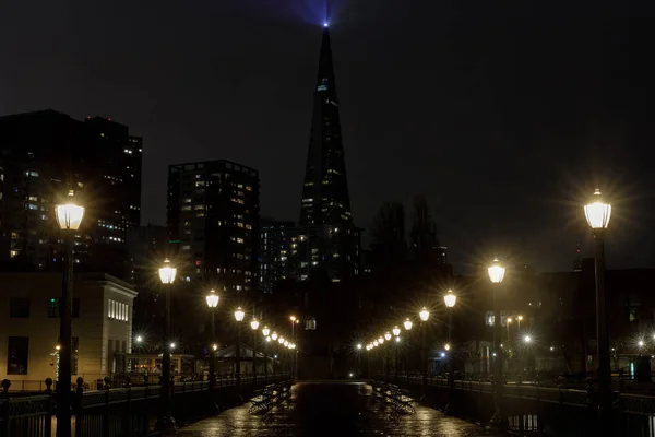 Noche Lluviosa Sobre Muelle Embarcadero San Francisco California —  Fotos de Stock