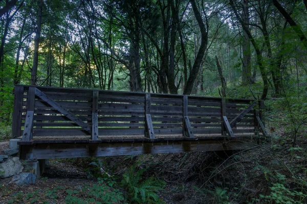 Drewniana Kładka Przecinająca Peters Creek Long Ridge Open Space Preserve — Zdjęcie stockowe