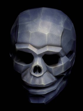 Prizma Kurukafa Yüzlü Maske Kara Arkaplanda İzole Edildi