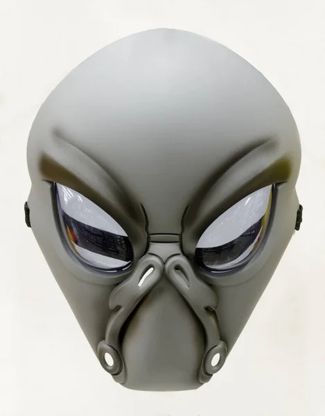 Grå Alien Mask Isolerad Mot Vit Färg — Stockfoto