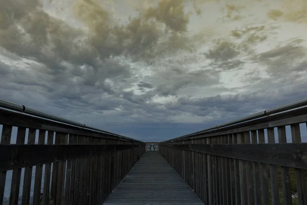 Twilight Clouds Forming Boardwalk Palo Alto Baylands Santa Clara County — Stock Photo, Image