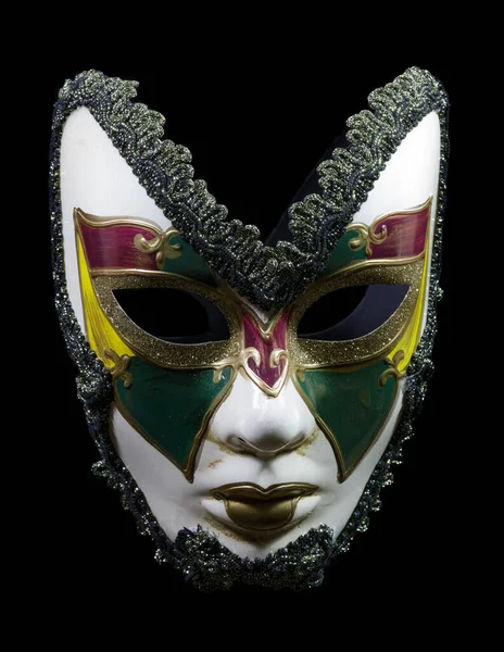 Máscara Bola Mascarada Grama Mardi Cores Tradicionais Roxo Verde Branco — Fotografia de Stock