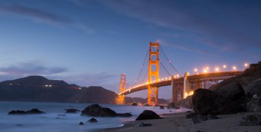 Golden-Gate Bridge at Dusk. Marshall's Beach, San Francisco clipart