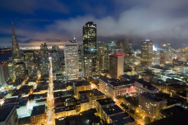 Aerial Views of San Francisco Financial District from Nob Hill, Dusk clipart