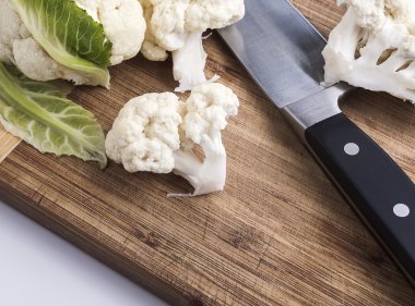 Tablo, sağlıklı gıda, bıçak taze karnabahar