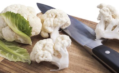 Tablo, sağlıklı gıda, bıçak taze karnabahar
