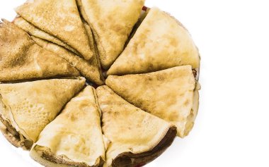 sıcak blinis ya da krep withc Çikolatalı Krem beyaz izole