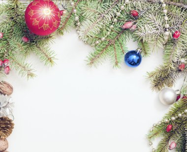 Noel süsler ve süslemeleri ile Noel çerçeve