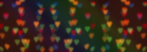 Homályos tarka garland fények bokeh sötét background.heart csoport — Stock Fotó